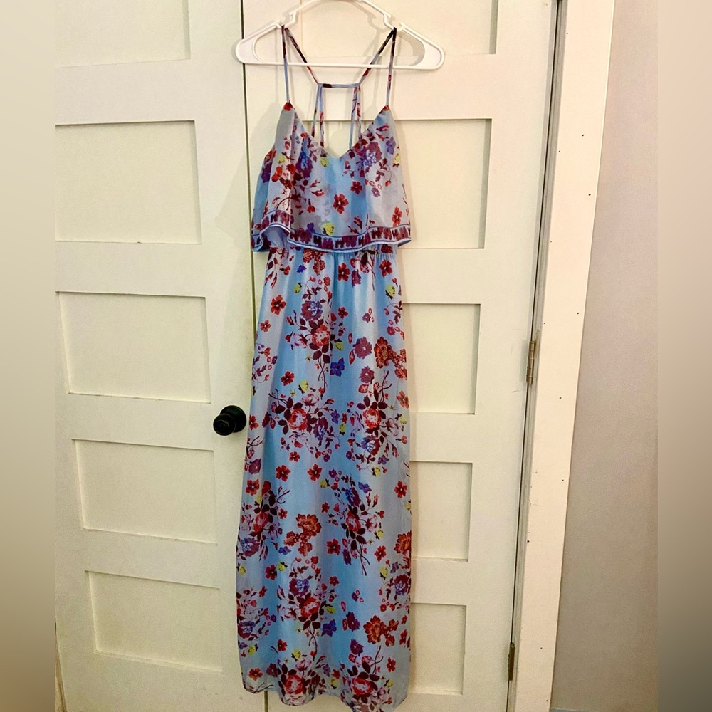 Princess Vera Wang Blue Ruffled Sundress for Wedding Guest